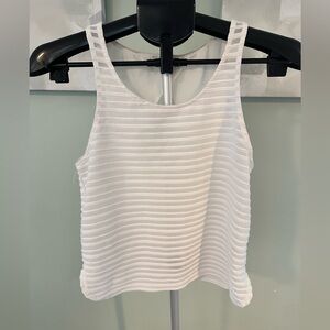 EXPRESS WHITE STRIPED TANK TOP WITH BACK CUT OUT